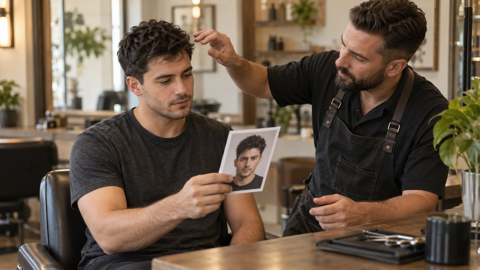 Illustrative haircut reference consultation, not a Nano Banana 2 output test